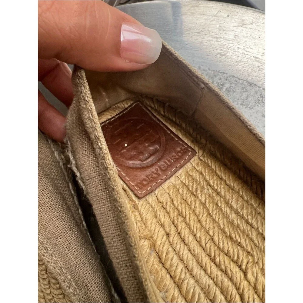 Tory Burch Two-Tone Canvas Espadrilles in Tan and Rust